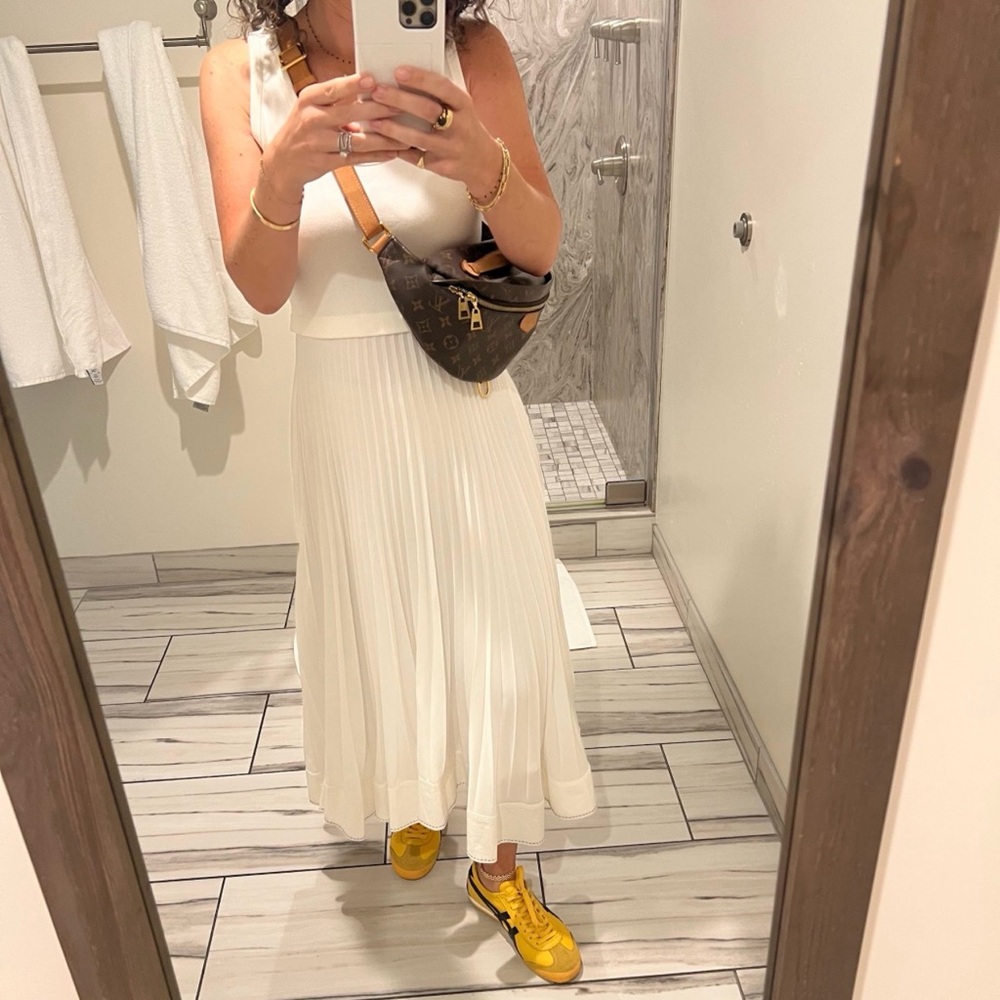 Claudie Pierlot Paris pleated crepe-paneled cotton-jersey midi dress